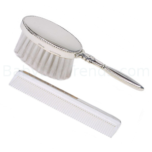 baby brush and comb set silver